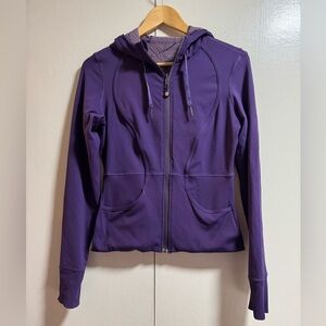 Lululemon Purple Peacock Feather Full Zip Reversible Hoodie Jacket Size 6